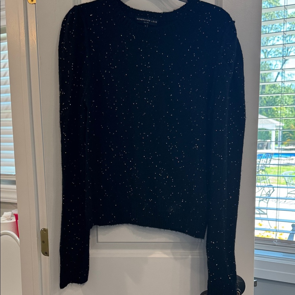 Generation Love Black Sequin Knit Top